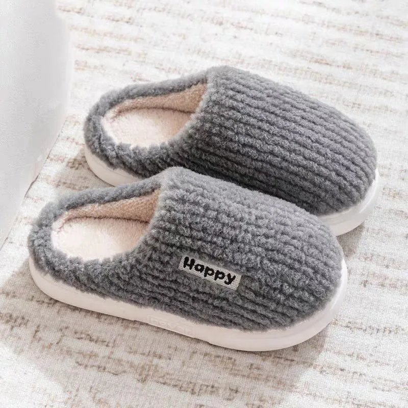 Cotton Slippers for Women in Autumn and Winter Home Non-Slip Thick-Soled Plush Indoor Home Slippers for Couples Plus Plush Slippers