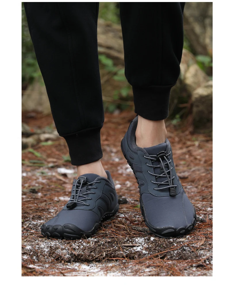 Outdoor Snow Boots, Home Cross-Border Winter New Style, Non-Slip Short Style, Fleece-Lined Warm Cotton Shoes, Thick-Soled Barefoot Five-Toe Shoes