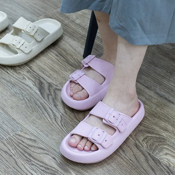 2026 New Thick-Soled Slippers, Wear-Resistant Double Buckle Eva Sandals, Couple's Summer Women's Outdoor and Indoor Slippers with a Soft Cushioning Feel