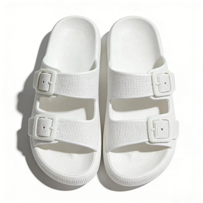 2026 New Thick-Soled Slippers, Wear-Resistant Double Buckle Eva Sandals, Couple's Summer Women's Outdoor and Indoor Slippers with a Soft Cushioning Feel