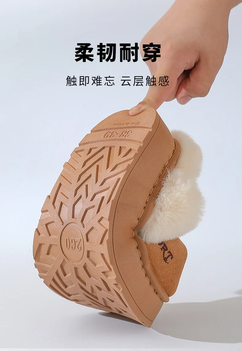 Couple's Cotton Slippers for Women, Thick-Soled, Warm, Non-Slip Home Slippers for Men, Autumn and Winter Indoor Non-Slip Soft-Soled Maternity Shoes