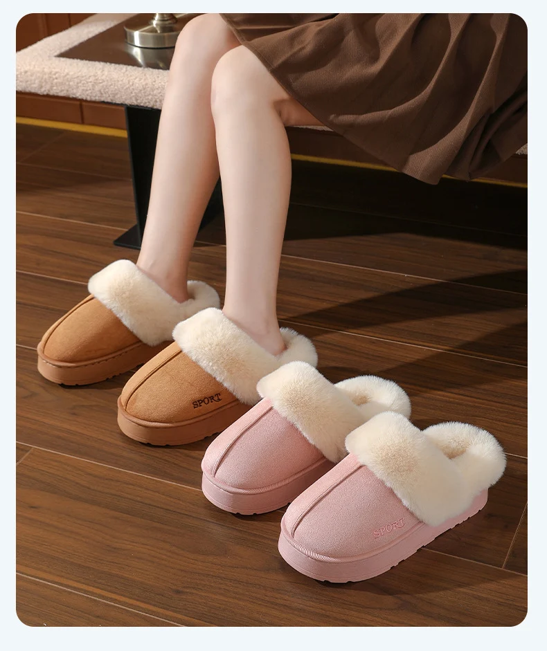 Couple's Cotton Slippers for Women, Thick-Soled, Warm, Non-Slip Home Slippers for Men, Autumn and Winter Indoor Non-Slip Soft-Soled Maternity Shoes
