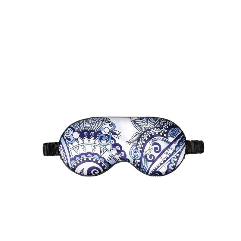 Mulberry Silk Eye Mask, Ice Silk Imitation Silk, Chinese Style Color, Satin Silk Light-Blocking Eye Mask for Sleep, Printed, in Stock Wholesale