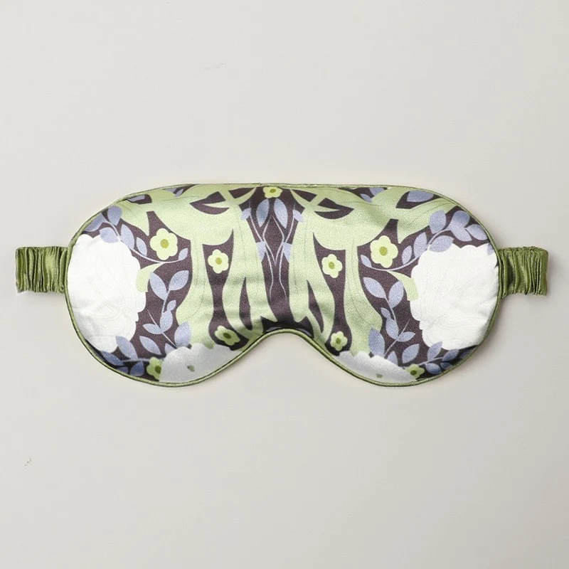 Mulberry Silk Eye Mask, Ice Silk Imitation Silk, Chinese Style Color, Satin Silk Light-Blocking Eye Mask for Sleep, Printed, in Stock Wholesale