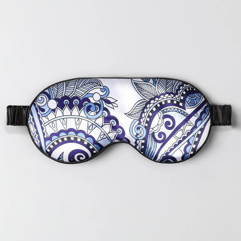 Mulberry Silk Eye Mask, Ice Silk Imitation Silk, Chinese Style Color, Satin Silk Light-Blocking Eye Mask for Sleep, Printed, in Stock Wholesale