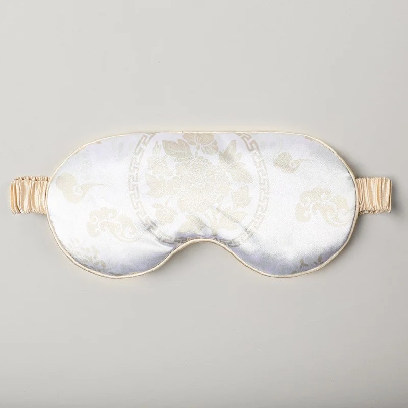 Mulberry Silk Eye Mask, Ice Silk Imitation Silk, Chinese Style Color, Satin Silk Light-Blocking Eye Mask for Sleep, Printed, in Stock Wholesale
