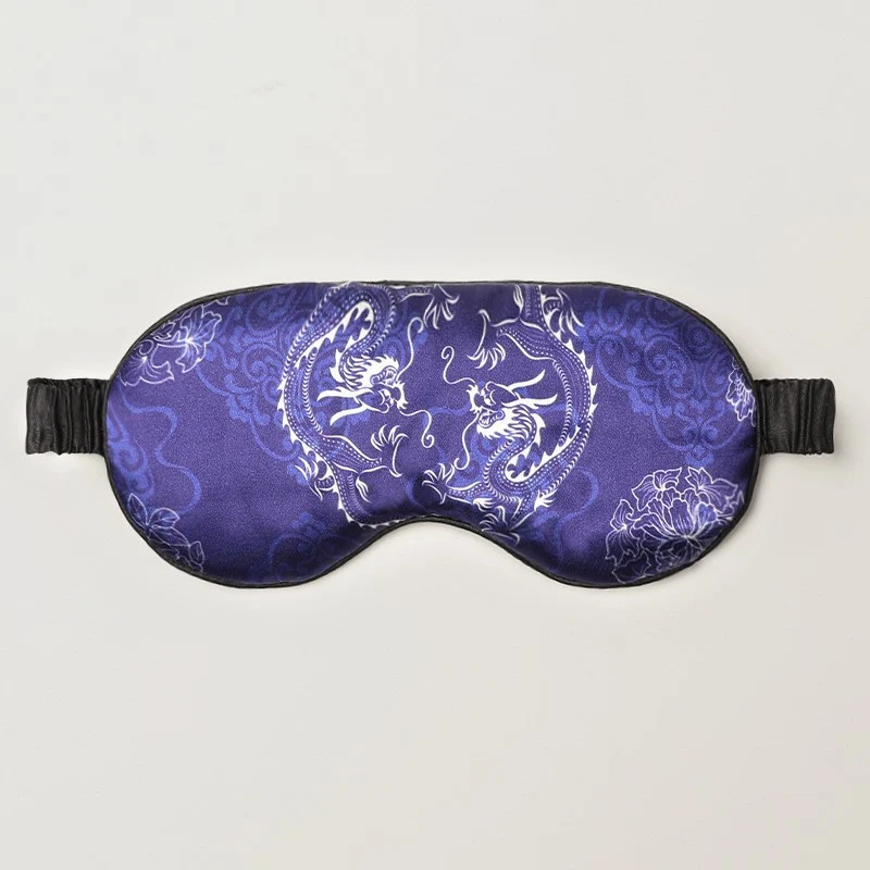 Mulberry Silk Eye Mask, Ice Silk Imitation Silk, Chinese Style Color, Satin Silk Light-Blocking Eye Mask for Sleep, Printed, in Stock Wholesale