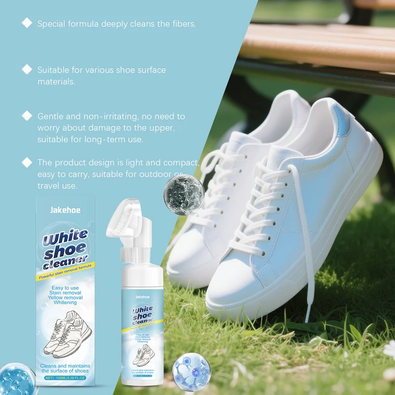 Jakehoe White Shoe Mousse Care Agent - Care for Yellowing Marks on White Shoes, Protects Color and Does Not Damage the Shoe Surface