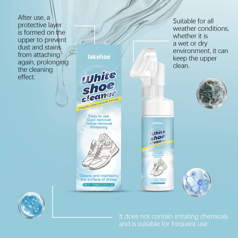 Jakehoe White Shoe Mousse Care Agent - Care for Yellowing Marks on White Shoes, Protects Color and Does Not Damage the Shoe Surface