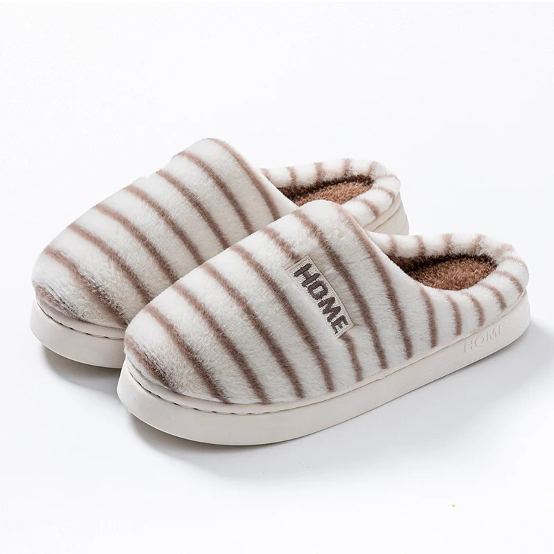 Cotton Slippers for Women in Autumn and Winter Indoor Home Non-Slip Thick-Soled Couple Style Plush Warm and Comfortable Home Cotton Slippers for Men