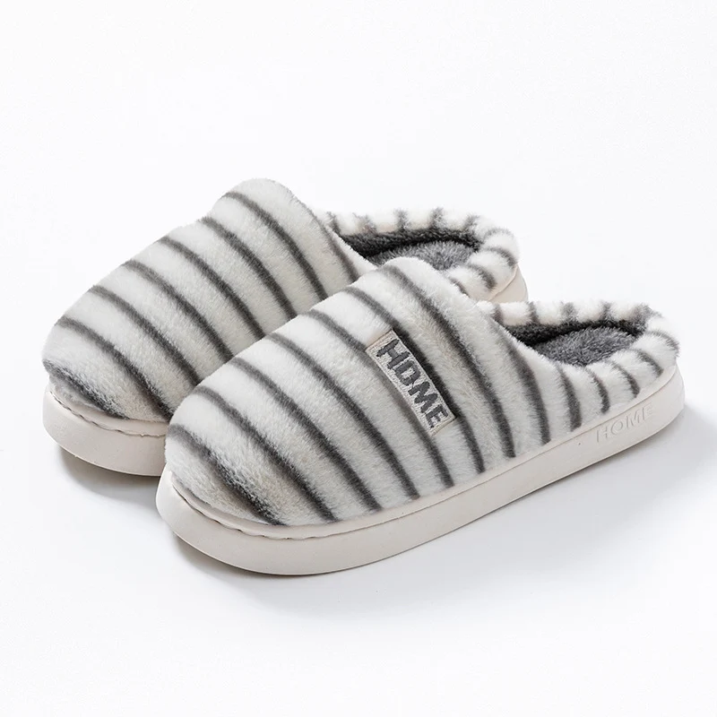 Cotton Slippers for Women in Autumn and Winter Indoor Home Non-Slip Thick-Soled Couple Style Plush Warm and Comfortable Home Cotton Slippers for Men
