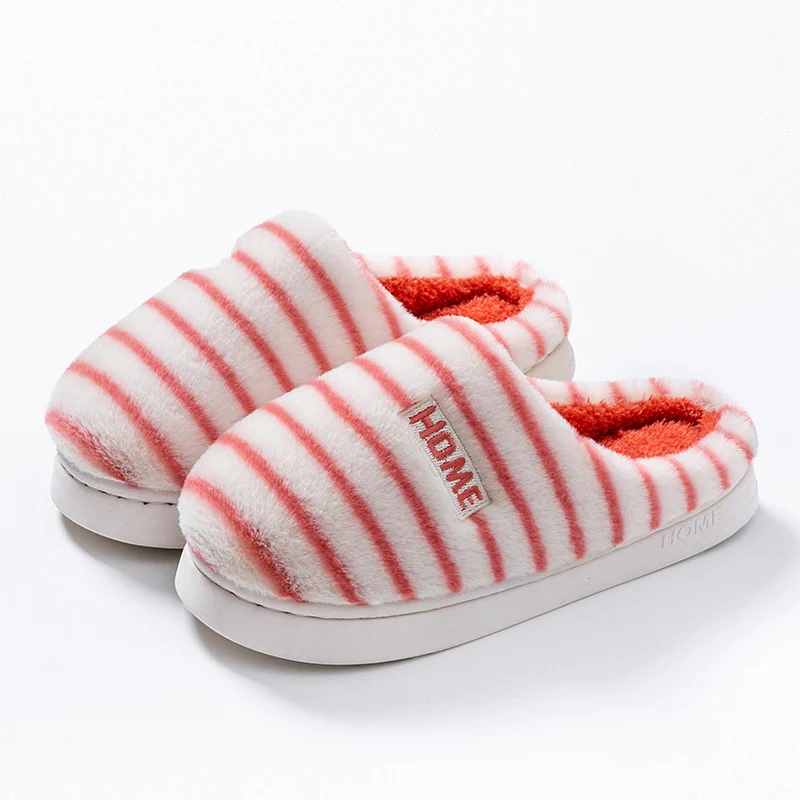 Cotton Slippers for Women in Autumn and Winter Indoor Home Non-Slip Thick-Soled Couple Style Plush Warm and Comfortable Home Cotton Slippers for Men