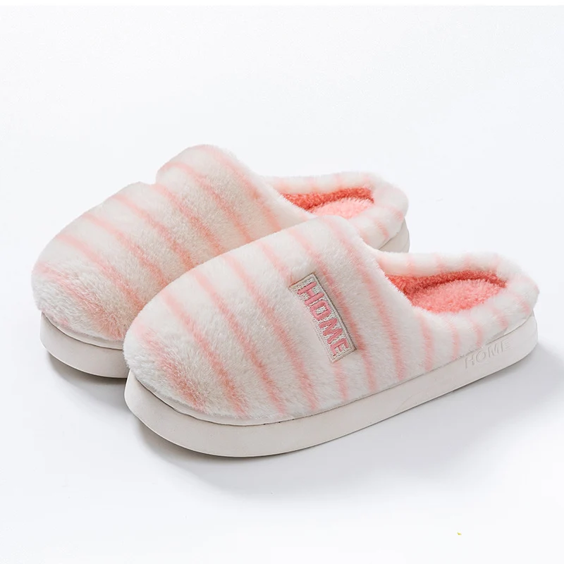 Cotton Slippers for Women in Autumn and Winter Indoor Home Non-Slip Thick-Soled Couple Style Plush Warm and Comfortable Home Cotton Slippers for Men