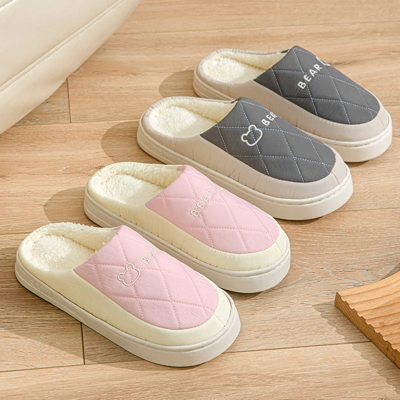 Winter Cotton Slippers for Men, Non-Slip, Wear-Resistant, Thickeneded, Lightweight, Outdoor Wear, Couple Style, Indoor Home, Warm Cartoon Cotton Slippers for Women