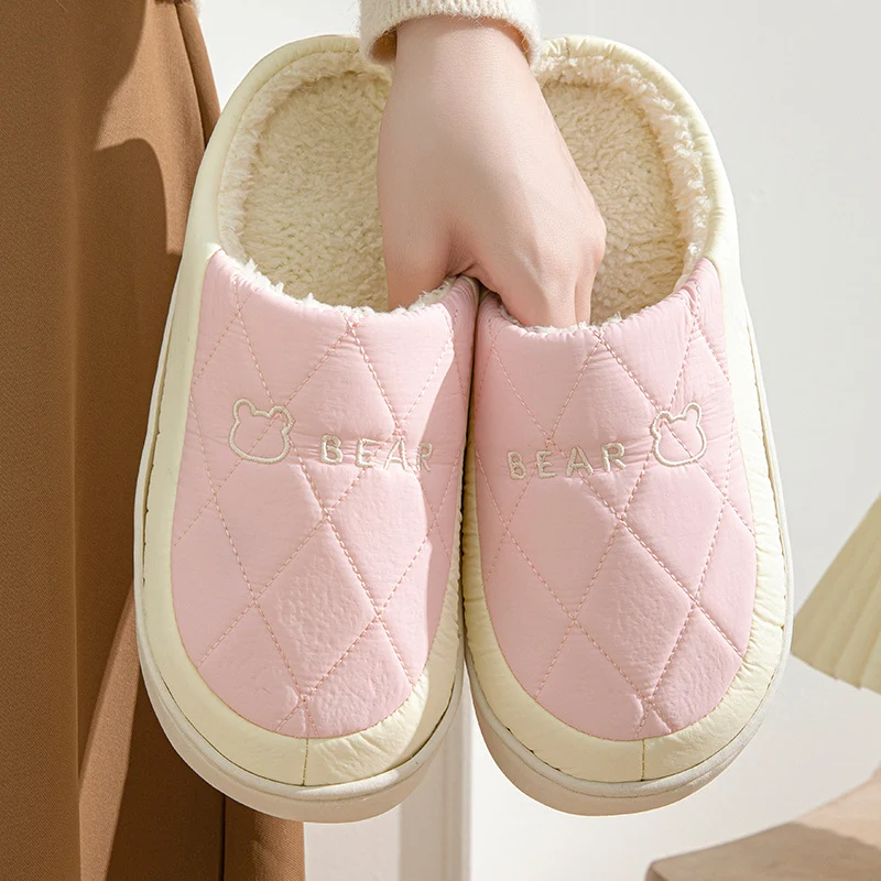 Winter Cotton Slippers for Men, Non-Slip, Wear-Resistant, Thickeneded, Lightweight, Outdoor Wear, Couple Style, Indoor Home, Warm Cartoon Cotton Slippers for Women