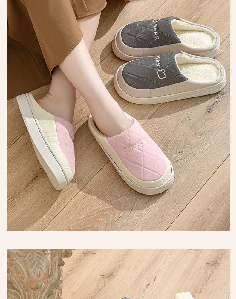 Winter Cotton Slippers for Men, Non-Slip, Wear-Resistant, Thickeneded, Lightweight, Outdoor Wear, Couple Style, Indoor Home, Warm Cartoon Cotton Slippers for Women