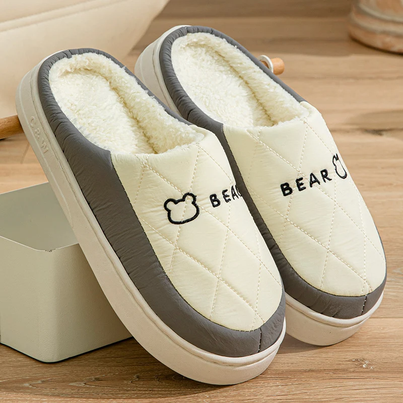 Winter Cotton Slippers for Men, Non-Slip, Wear-Resistant, Thickeneded, Lightweight, Outdoor Wear, Couple Style, Indoor Home, Warm Cartoon Cotton Slippers for Women