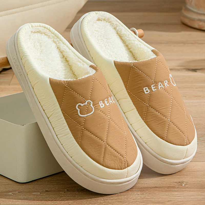 Winter Cotton Slippers for Men, Non-Slip, Wear-Resistant, Thickeneded, Lightweight, Outdoor Wear, Couple Style, Indoor Home, Warm Cartoon Cotton Slippers for Women