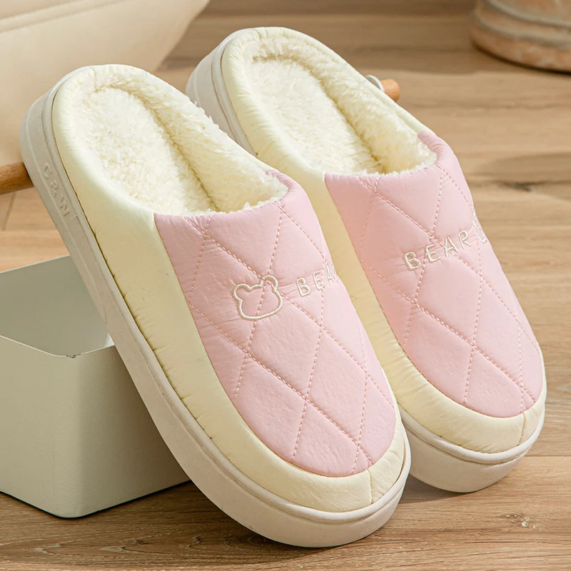 Winter Cotton Slippers for Men, Non-Slip, Wear-Resistant, Thickeneded, Lightweight, Outdoor Wear, Couple Style, Indoor Home, Warm Cartoon Cotton Slippers for Women