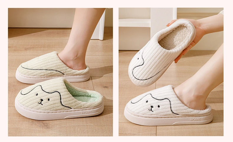 Cotton Slippers for Women to Wear Outside in Winter New Style Indoor Home Thick-Soled Non-Slip Plush Warm Couple Slippers for Men at Home