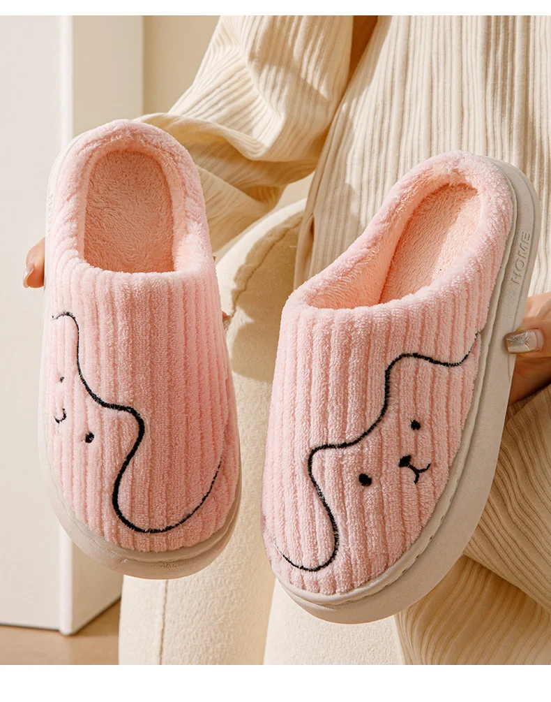 Cotton Slippers for Women to Wear Outside in Winter New Style Indoor Home Thick-Soled Non-Slip Plush Warm Couple Slippers for Men at Home