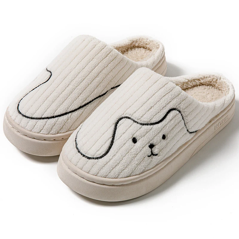 Cotton Slippers for Women to Wear Outside in Winter New Style Indoor Home Thick-Soled Non-Slip Plush Warm Couple Slippers for Men at Home