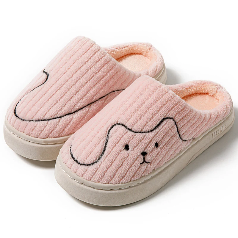 Cotton Slippers for Women to Wear Outside in Winter New Style Indoor Home Thick-Soled Non-Slip Plush Warm Couple Slippers for Men at Home