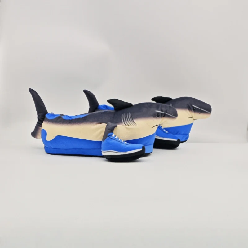 Funny Ai Shanhaijing Doll Shark Wooden Stick Man Doll Creative Cross-Border Spoof Plush Slippers