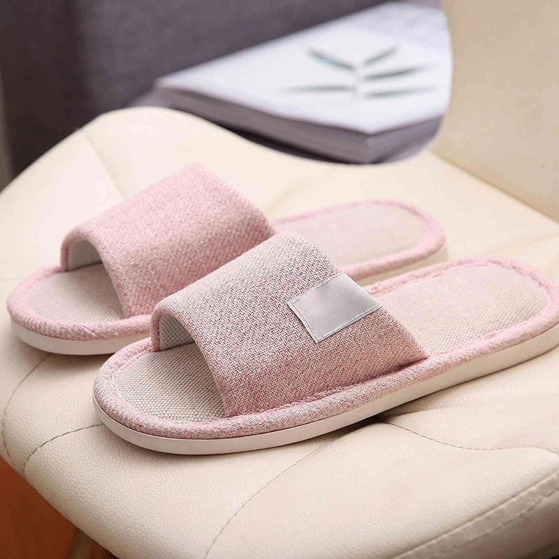 Japanese Linen Slippers for Women Spring & Fall Home Indoor Puff Cotton and Linen Silent Non-Slip Thick-Soled Bathroom Slippers for Men Wholesale
