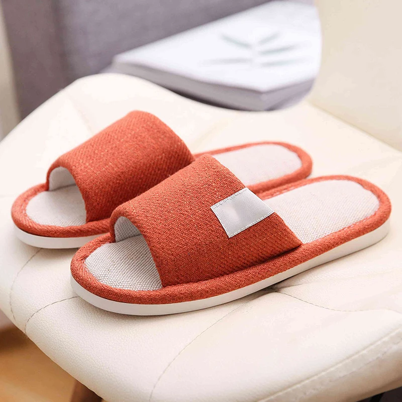 Japanese Linen Slippers for Women Spring & Fall Home Indoor Puff Cotton and Linen Silent Non-Slip Thick-Soled Bathroom Slippers for Men Wholesale