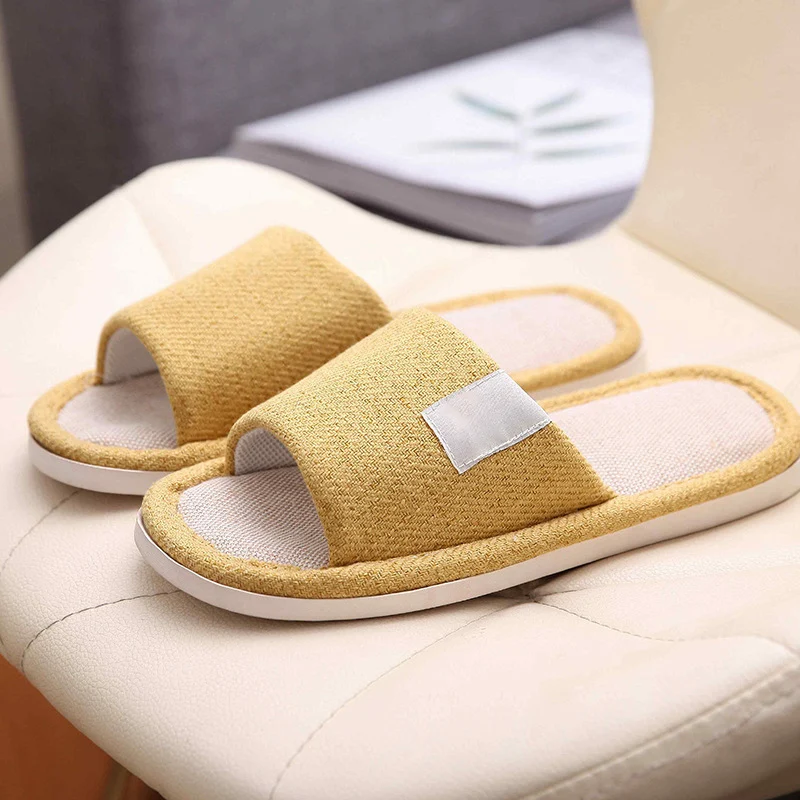 Japanese Linen Slippers for Women Spring & Fall Home Indoor Puff Cotton and Linen Silent Non-Slip Thick-Soled Bathroom Slippers for Men Wholesale
