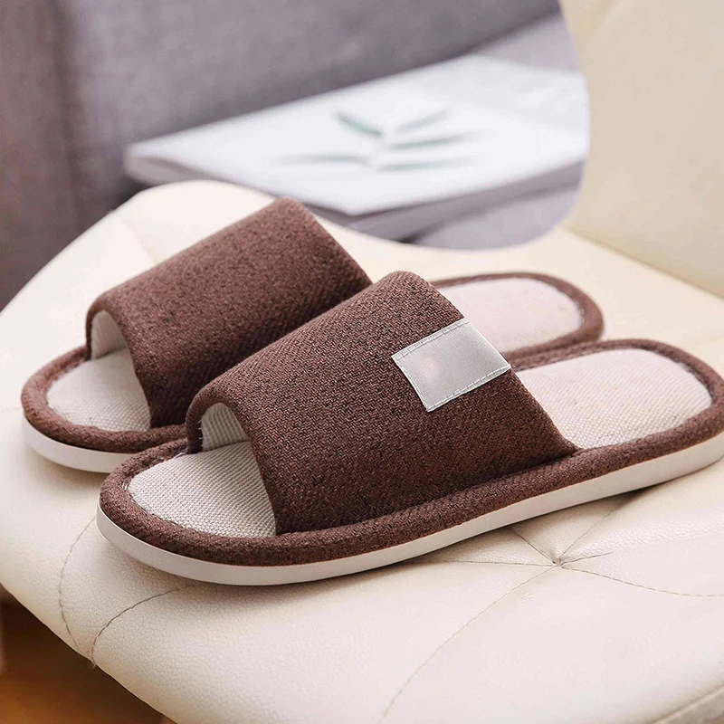 Japanese Linen Slippers for Women Spring & Fall Home Indoor Puff Cotton and Linen Silent Non-Slip Thick-Soled Bathroom Slippers for Men Wholesale