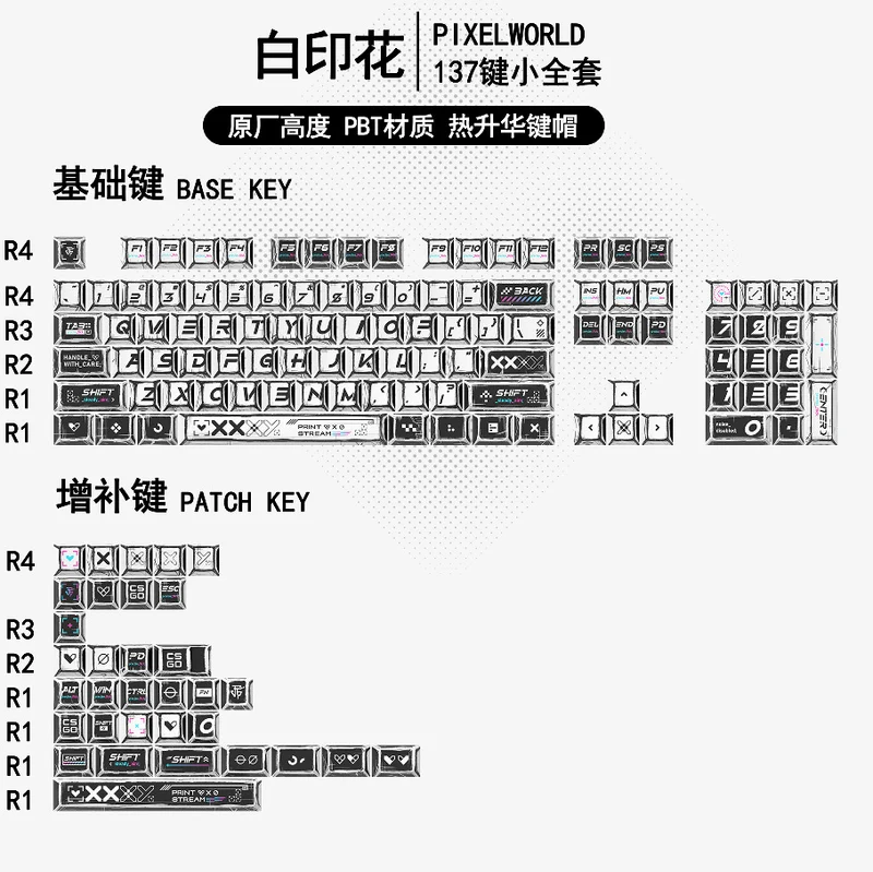 Gundam Comic Hundred Mixed Lamp Key Cap Original Height 136 Key Full Set Classic Simple Mechanical Keyboard Key Cap Key Meow