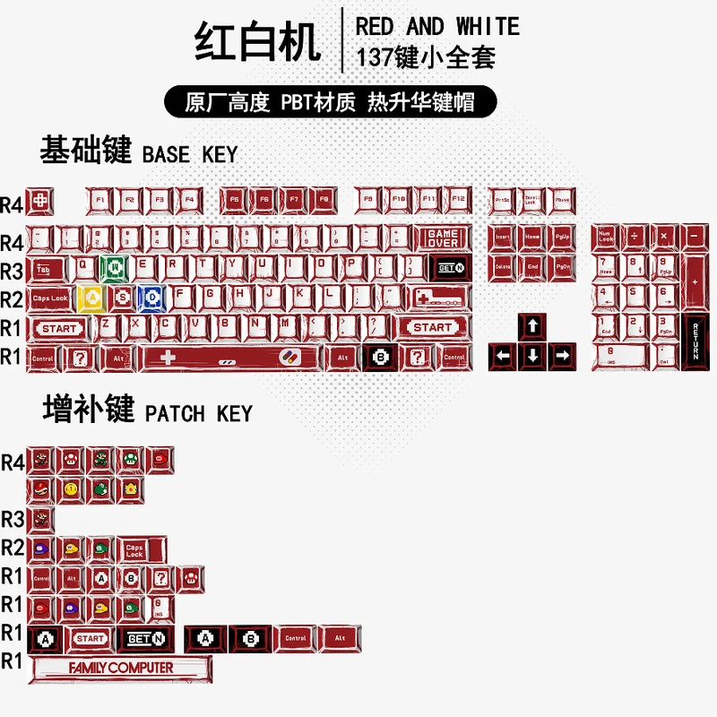 Gundam Comic Hundred Mixed Lamp Key Cap Original Height 136 Key Full Set Classic Simple Mechanical Keyboard Key Cap Key Meow
