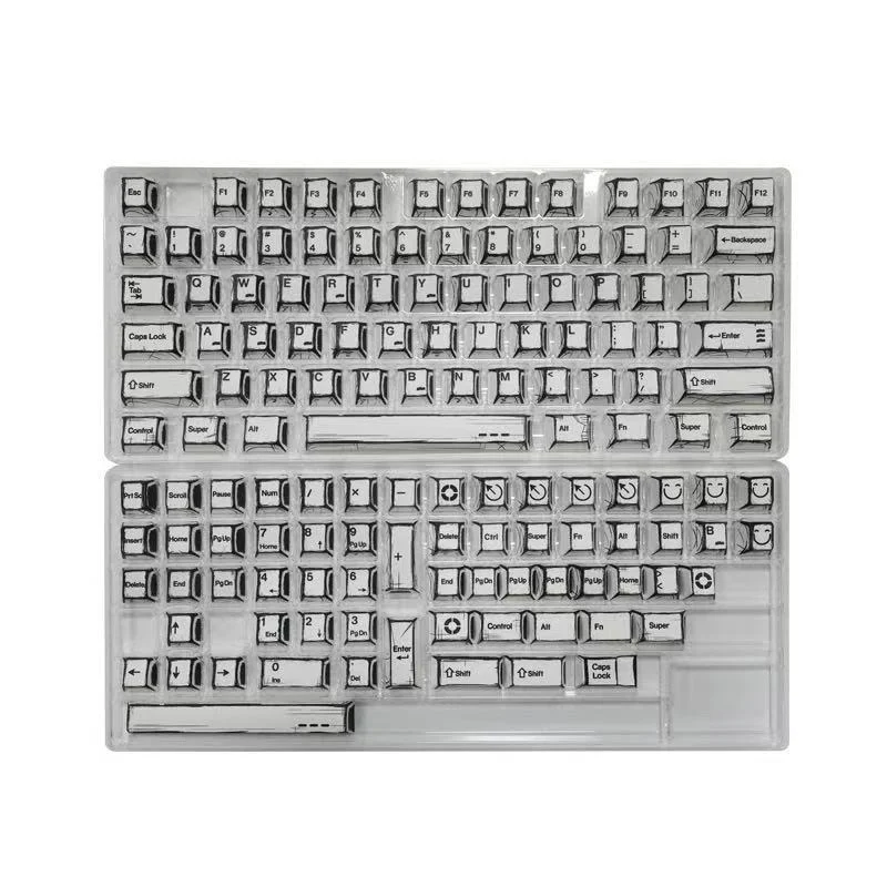 Gundam Comic Hundred Mixed Lamp Key Cap Original Height 136 Key Full Set Classic Simple Mechanical Keyboard Key Cap Key Meow