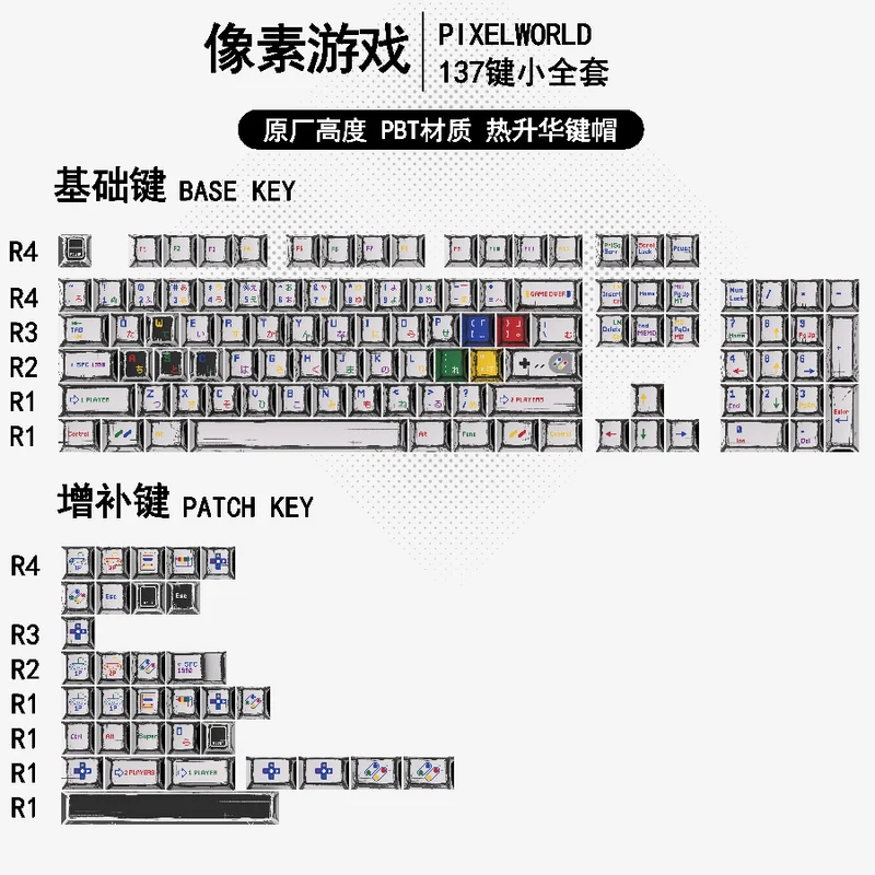 Gundam Comic Hundred Mixed Lamp Key Cap Original Height 136 Key Full Set Classic Simple Mechanical Keyboard Key Cap Key Meow