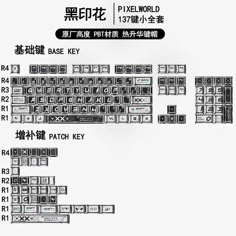 Gundam Comic Hundred Mixed Lamp Key Cap Original Height 136 Key Full Set Classic Simple Mechanical Keyboard Key Cap Key Meow