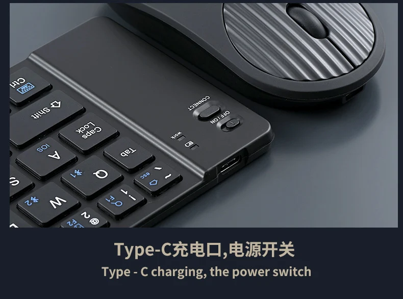 Wireless keyboard and mouse suit Bluetooth folding keyboard for mobile phone tablet laptop desktop computer built-in charging