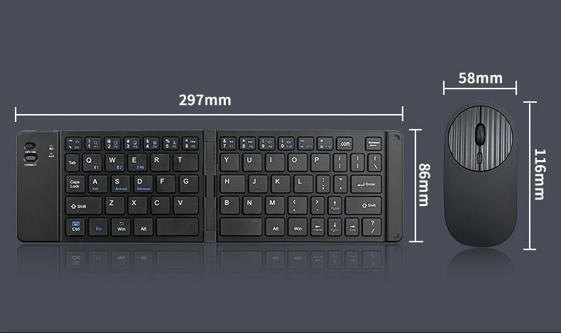Wireless keyboard and mouse suit Bluetooth folding keyboard for mobile phone tablet laptop desktop computer built-in charging