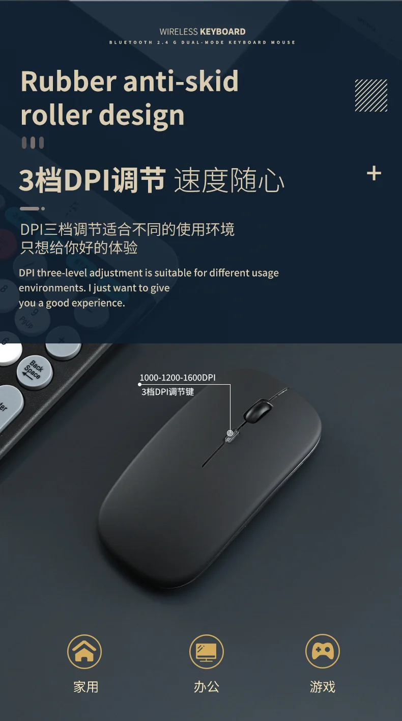 Charging 2.4G Bluetooth Three-mode Card Slot Keyboard Mouse suit Tablet Notebook Desktop Computer General