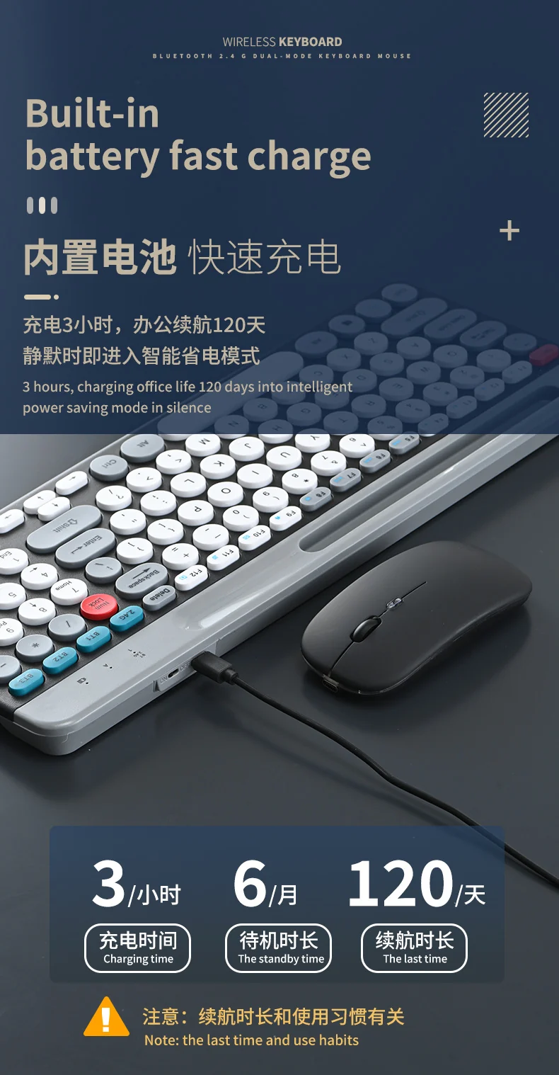 Charging 2.4G Bluetooth Three-mode Card Slot Keyboard Mouse suit Tablet Notebook Desktop Computer General