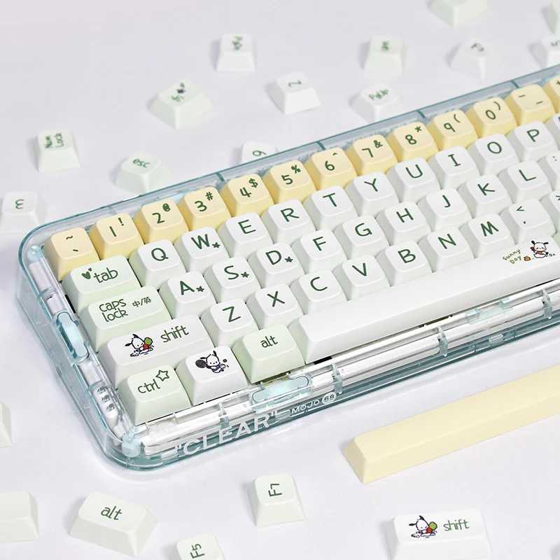XDA Height Pacha Dog Theme Pattern Yellow Green Keycap Thermal Sublimation Mechanical Keyboard Cap Small Full Set PBT Keycap