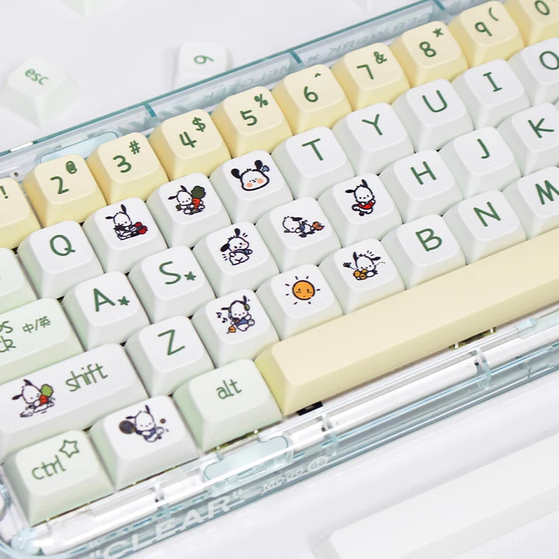 XDA Height Pacha Dog Theme Pattern Yellow Green Keycap Thermal Sublimation Mechanical Keyboard Cap Small Full Set PBT Keycap