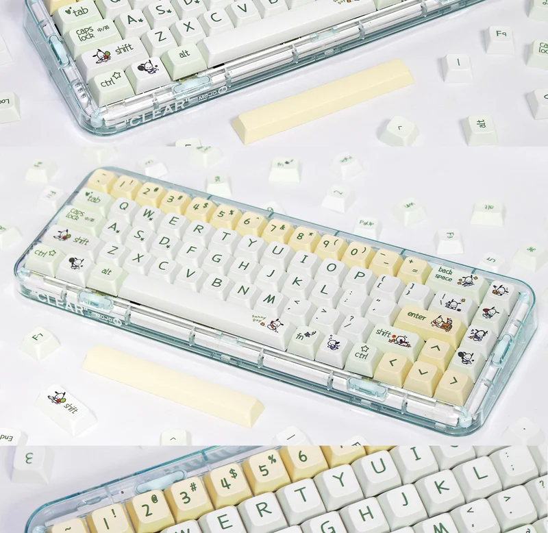 XDA Height Pacha Dog Theme Pattern Yellow Green Keycap Thermal Sublimation Mechanical Keyboard Cap Small Full Set PBT Keycap
