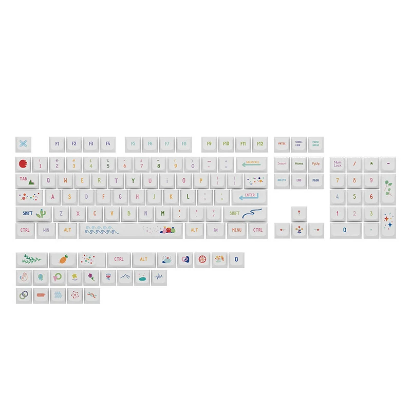 XDA Height Pacha Dog Theme Pattern Yellow Green Keycap Thermal Sublimation Mechanical Keyboard Cap Small Full Set PBT Keycap