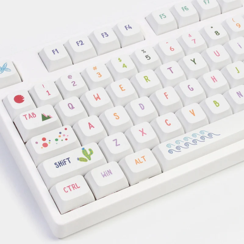 XDA Height Pacha Dog Theme Pattern Yellow Green Keycap Thermal Sublimation Mechanical Keyboard Cap Small Full Set PBT Keycap
