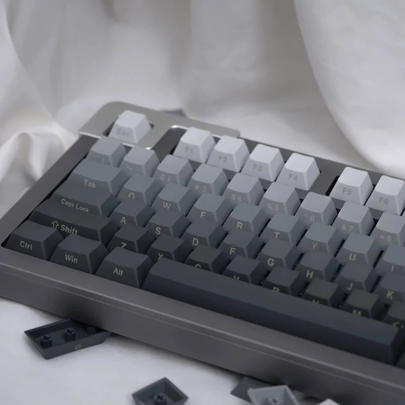 Polar Daylight Side Engraved Transparent Keycap PBT Micro Sand Surface 133 Key Dip Dye Six Color Gradient Personality Adaptable Mechanical Keyboard