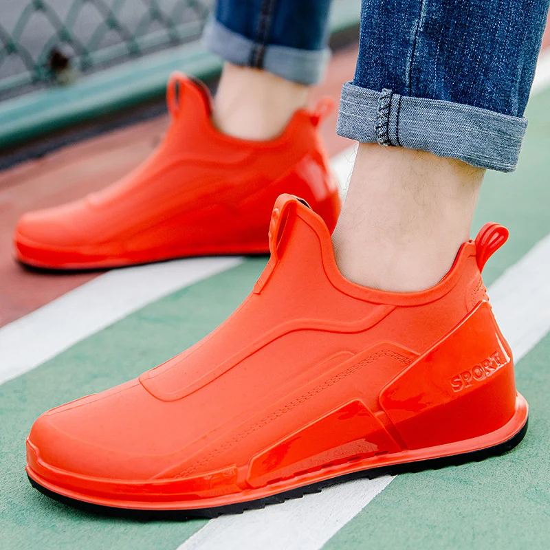 Cross-border Explosions Fashion Rain Boots Men's Non-slip Rubber Shoes Thick Sole Wear-resistant Outer Wear Rain Boots Non-slip Kitchen Water Shoes Men