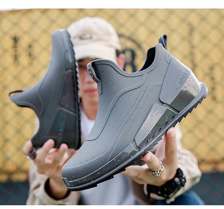 Cross-border Explosions Fashion Rain Boots Men's Non-slip Rubber Shoes Thick Sole Wear-resistant Outer Wear Rain Boots Non-slip Kitchen Water Shoes Men
