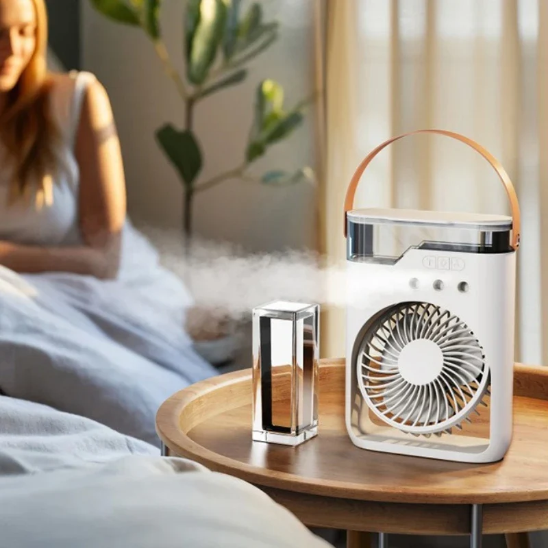 Camping Essential Oil Air Cooler Outdoor Portable Misting Fan with Interchangeable Fragrance Pads,Compact Desktop Cooling System